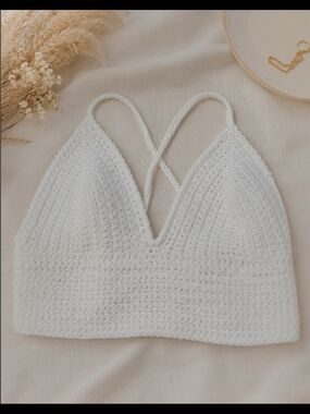 Handmade Crochet Bralette Top | Adjustable Lace-Up Back